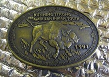 1997 Brass Belt Buckle Running Strong for American Indian Youth With FREE SHIP