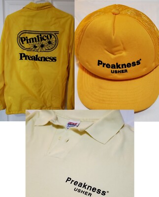 RARE Vintage VTG Horseracing Preakness Trio Jacket Hat Polo Shirt Baltimore USA