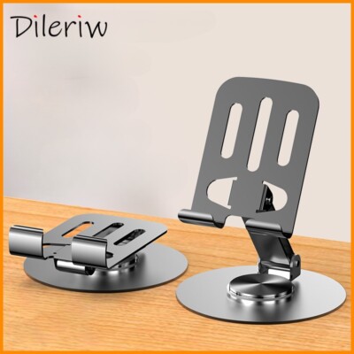 Metal Lazy Cell Phone Holder Rotatable Foldable Portable Desktop Stand