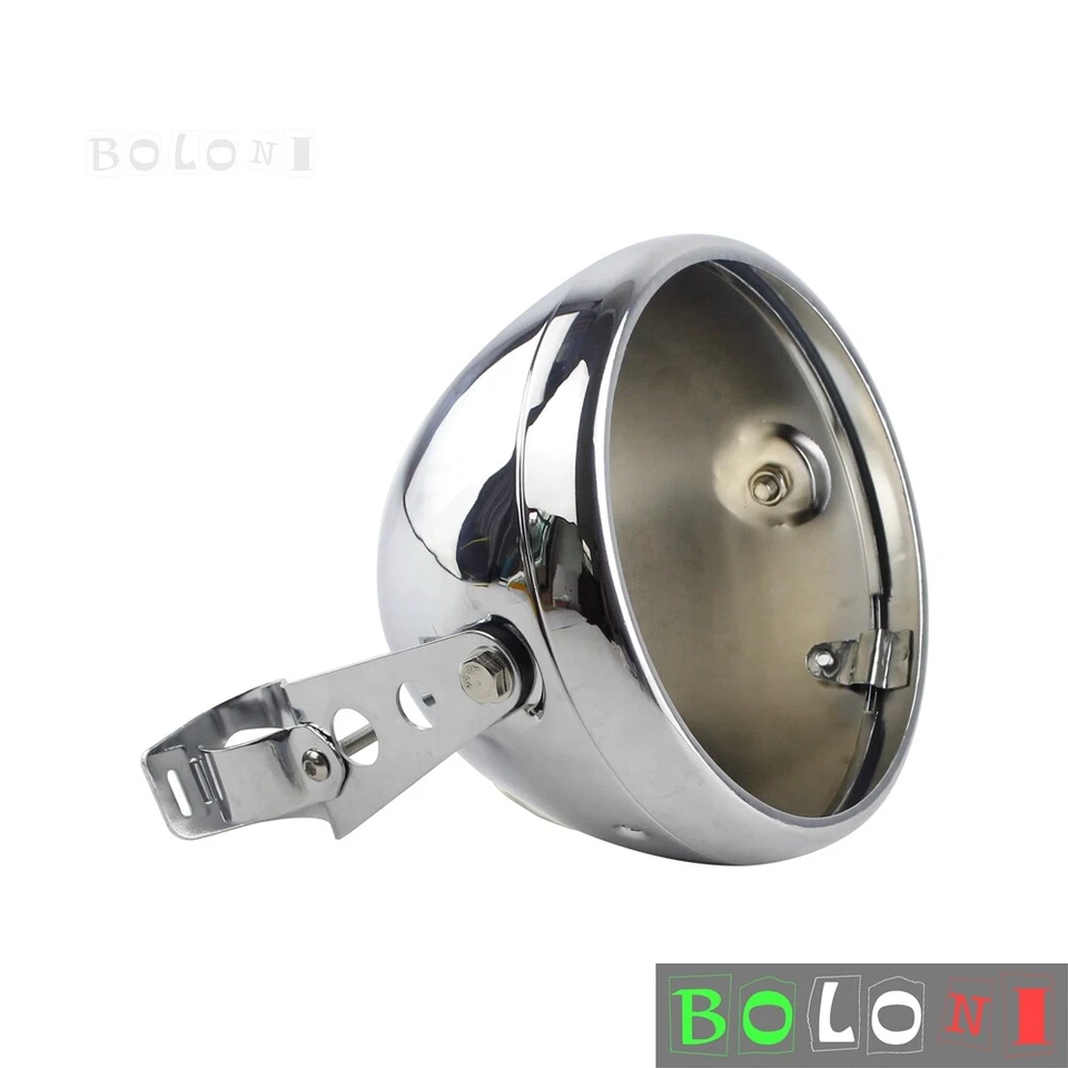 Chrome 7" Motorcycle Headlight Housing Bucket For Harley Honda Suzuki Cafe Racer — 第 2/4 张图片