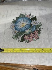 VTG Hand-Painted CREATIVE NEEDLE Needlepoint Canvas blue morning 18 Mesh 414-cs