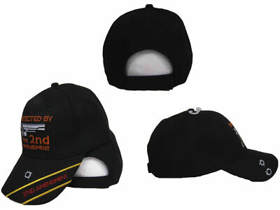 Protected By The 2nd Amendment Gun Rights Bullets NRA Black Cap Hat CAP973D