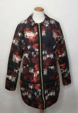 Geox Respira Superlight Down Puffer Black Floral Print Padded Coat Size Us 14