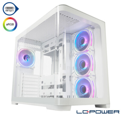 LC-Power - ATX-Gaming-Gehäuse - Gaming 8001W Pro-Storm Light  USB-C, ARGB-Lüfter