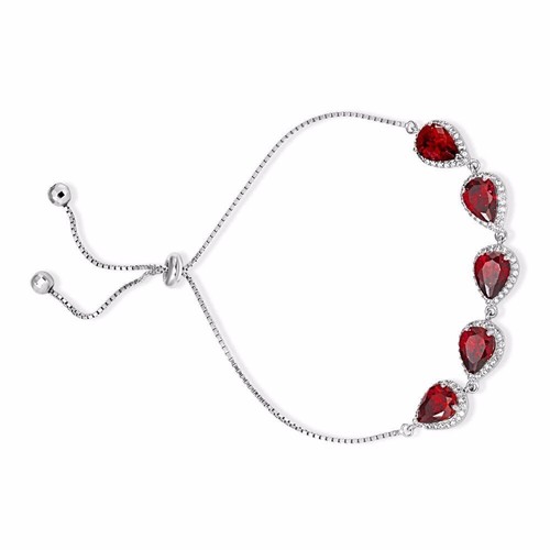 925 STERLING SILVER LARIAT BRACELET W/ LAB DIAMONDS & RUBY CLOSEOUT!!!! - Picture 6 of 6