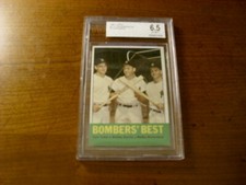 MANTLE/RICHARDSON/TRESH 1963 TOPPS  #173 BOMBERS' BEST GRADED BVG EX-MT+ 6.5!!!!