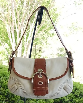 Coach F10188 Vintage Small Soho Cream & Cognac Leather Shoulder