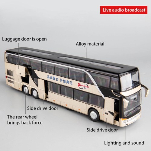 1:32 Alloy Bus Pull Back Model with Music Light Diecast Toy Vehicle DurablewX - Picture 13 of 18