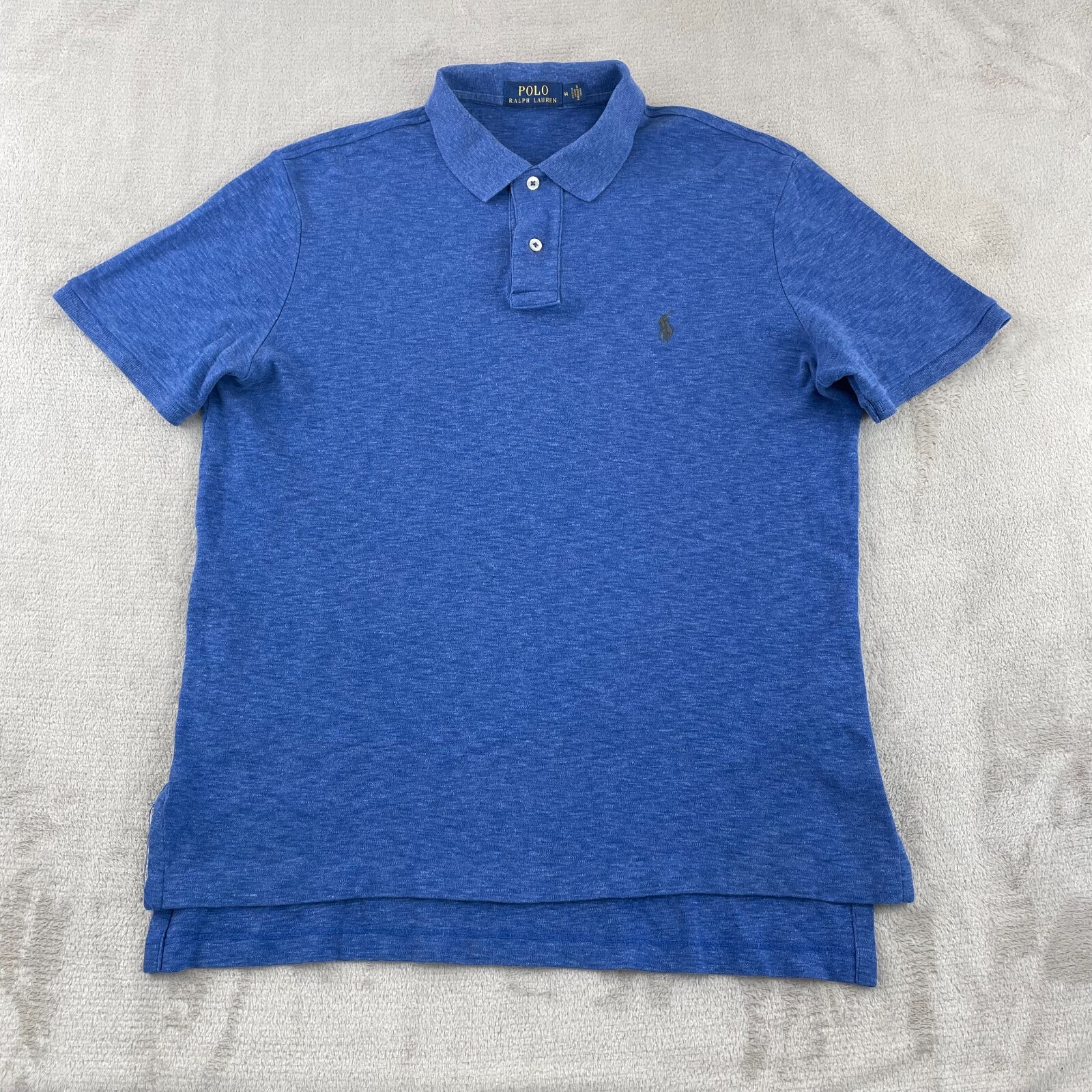Polo Ralph Lauren camicia uomo media erica blu manica corta pony preppy