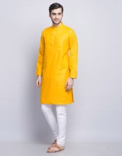 Indian Blend Art Silk Men Kurta Shirt T-Shirt Multi Size Tunic Top Solid Color