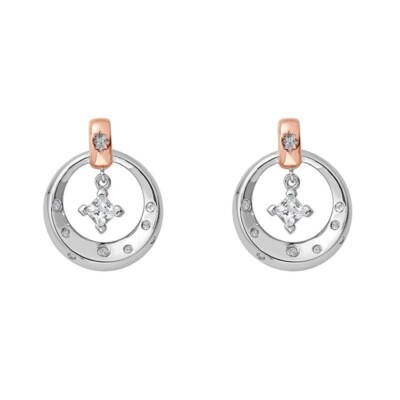 Ladies Clogau Sterling Silver and Gold White Topaz Drop Earrings 3SAYN0262