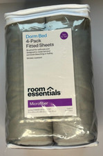 Twin/XL Twin 4-Pk Solid Microfiber Fitted Sheets Gray - Room Essentials