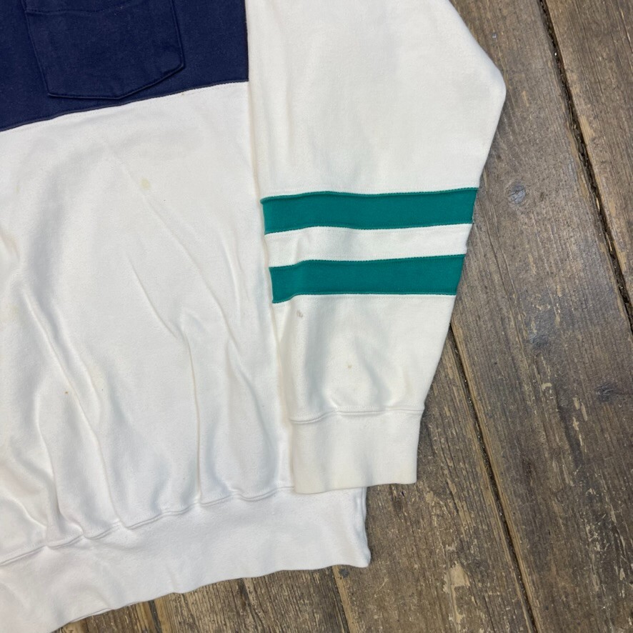 Nautica Sweatshirt Mens Mock Neck Vintage Heavyweight Sailng Jumper White, Large image 5