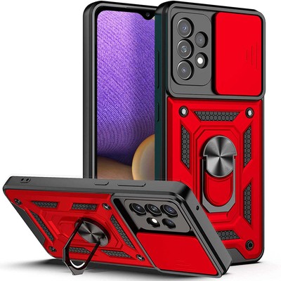 Reiko Kickstand Ring Holder with Slide Camera Cover TPU Shockproof Case & Magnet