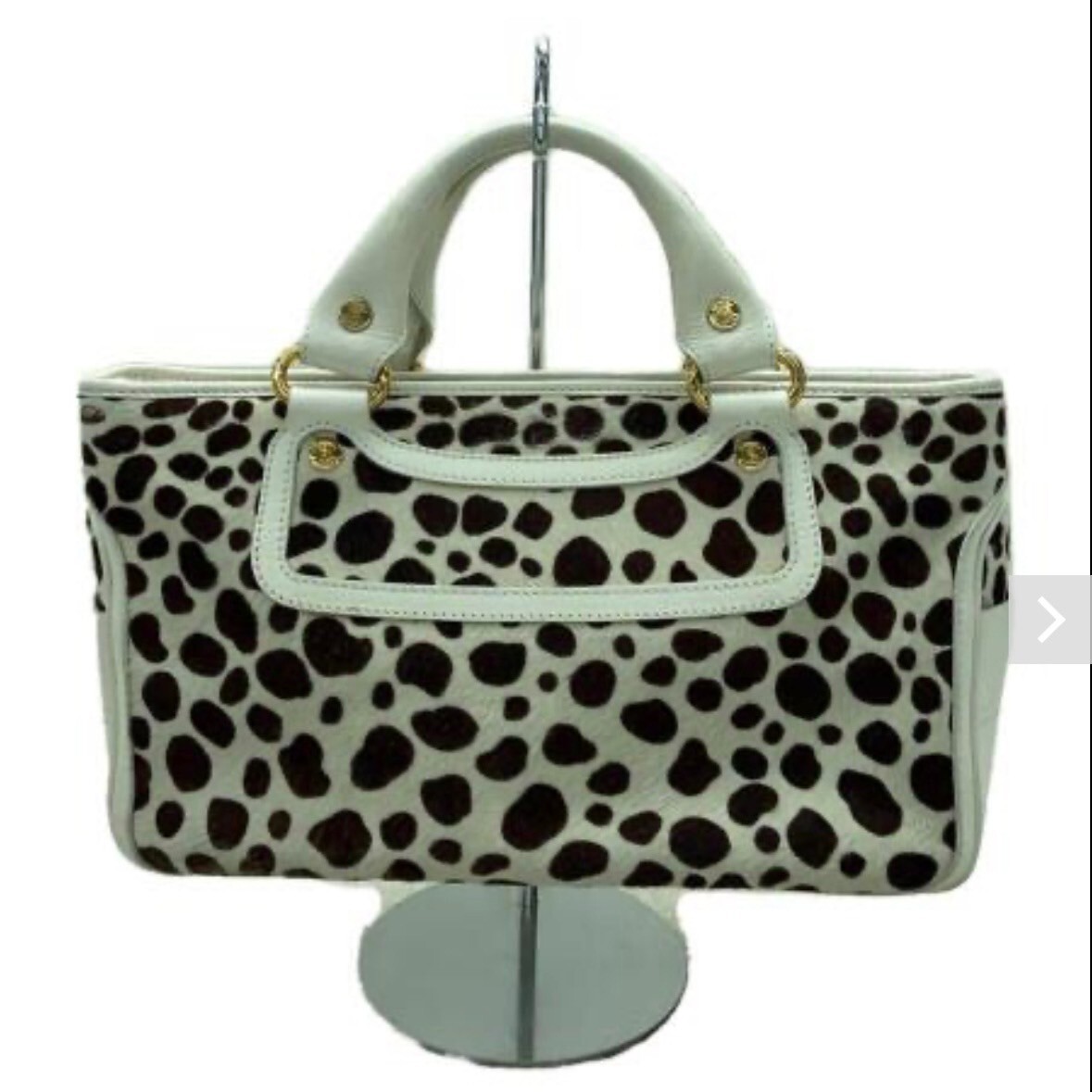 バッグ CELINE HAIRCALF LEATHER BOOGIE HAND BAG CELINE Handbag Boogie Bag Haircalf Animal Print Leather Logo