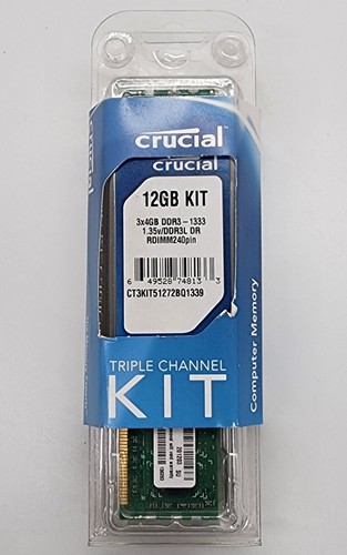 Brand New Old Stock Crucial 12GB Triple Channel Kit CT3KIT51272BQ1339 - Picture 1 of 5