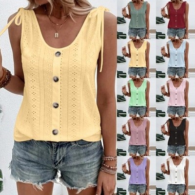 Ärmellose Damen Trägertops Damen Sommer Freizeit T-Shirts Tank Bluse Übergröße