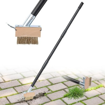 DEROFIT Crack Weeder Moss Remover Brush with 45 inch Handle,Manual Black