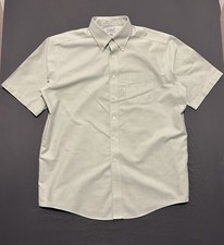 LL Bean Shirt Mens Size 16.5 Light Green Dress Regular Button Down Short Sleeve