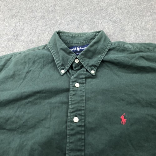 Vintage Ralph Lauren Shirt Mens XL Green Button Down Long Sleeve Red Pony - Picture 5 of 12