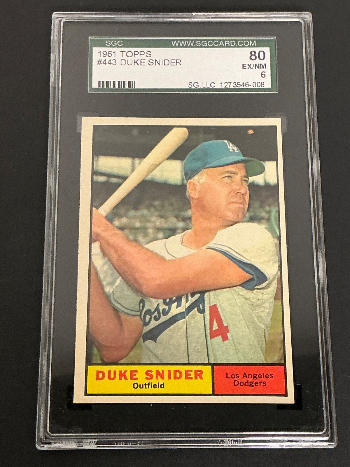 1961 Topps #443 Duke Snider Dodgers HOF SGC 6 EX/NM 008