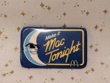 1980s Mcdonald's Employee Pin Back "Make It MAC TONIGHT" Rectangle Moon