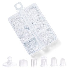 Nkwuire 6 Styles Silicone Earring Backs for Studs, 600 Pcs Clear Soft Earring Ba