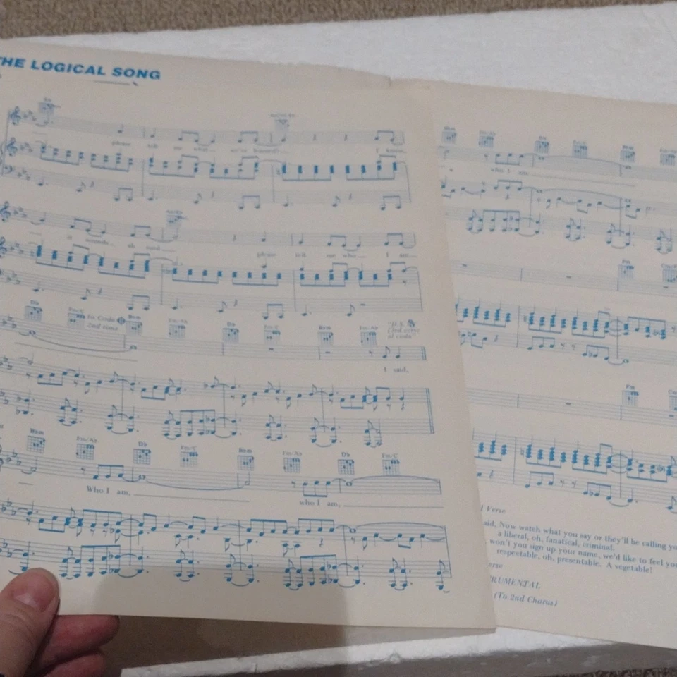 Supertramp Sheet Music Logical Song Single Rare 70s Pop Music Merchandise AUS - image 3 of 4