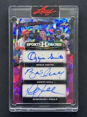 2026 Leaf Sports Heroes Ozzie Smith Bobby Hull Marshall Faulk Pink Auto 1/1