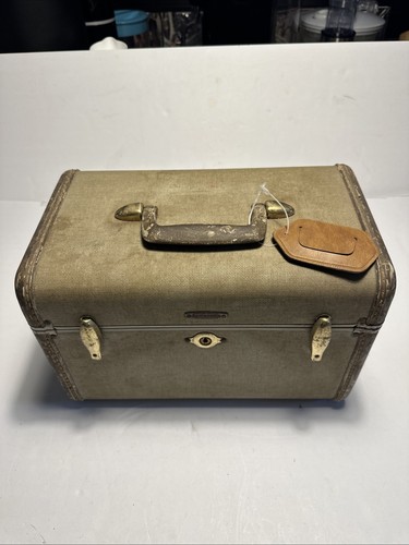 Vintage 1950s Samsonite Streamlite Train Case Blue Cosmetics Travel Mid-Century 