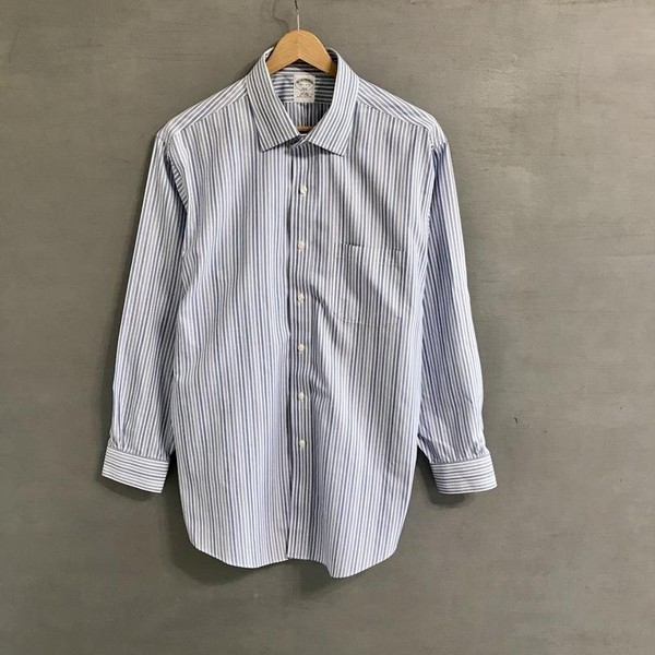 Men Brooks Brothers Shirt Blue Cotton 44 / XXL / #1VOD