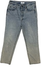 Pistola 100 Cotton Jeans Women 27X31 Light Wash Button Fly Straight Leg