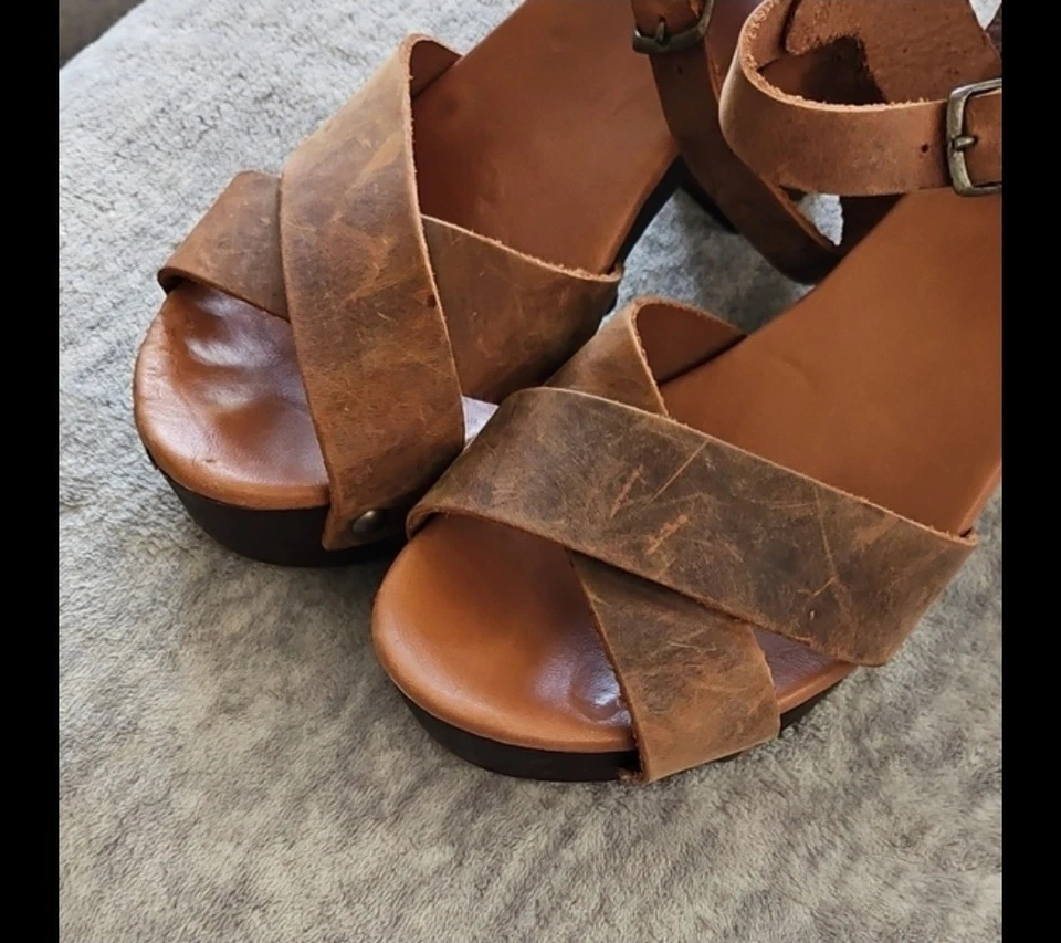 Tacones gruesos de cuero marrón Mila Paoli talla 9 para mujer Foto 2 de 4