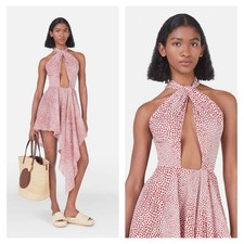 STELLA MCCARTNEY Hearts Asymmetric Mini Dress White Red Pink IT 34 US 0 NWT