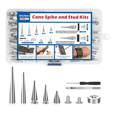 100 Sets Multiple Long Sizes Spikes and Studs kit Rock Style Metal Punk Screw...