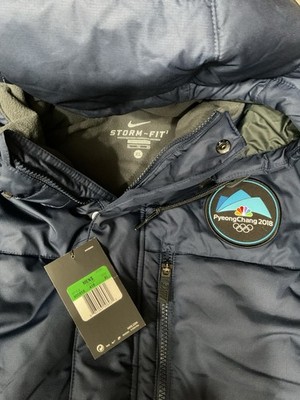 Nike Jacket Men XL Blue Storm-FIT Pyeong Chang 2018 Olympics Hooded Parka New
