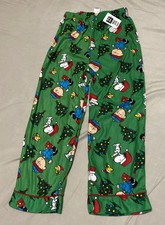 NWT Peanuts Snoopy Pajama/PJs/Lounge Pants - Kid's Size S/P Green/Christmas Tree