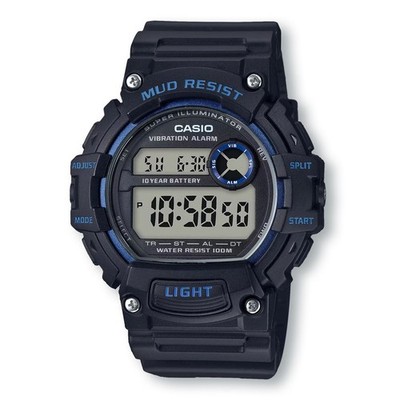 CASIO TRT110H-2AV Heavy Duty Mud Resistant Digital Watch, Black/Blue