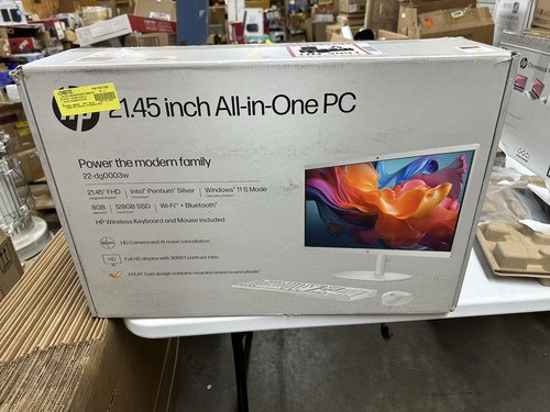 HP 22-dg0003w 12.45" All-in-One PC - Win11, 128GB SSD, 8GB Ram, Intel Pentium