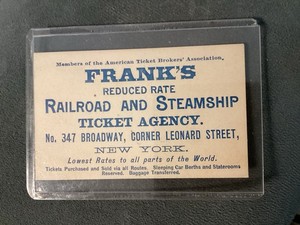Franks Reduced Rate Railroad And Steamship Ticket Agency.