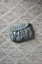 80s Vintage Gray Snakeskin Leather Envelope Clutch Small Shoulder Bag Purse