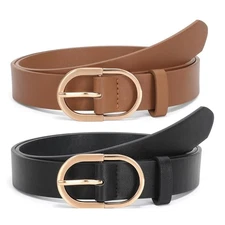 JASGOOD Women’s Leather Belts for Jeans Pants Fashion Belt with Gold Buckle s16
