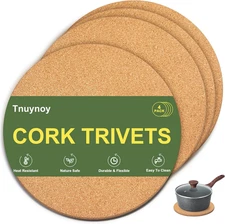 Cork Trivet Mats, 4 Pack Heat Resistant Trivets for Hot Dishes, Hot Pots and Pan