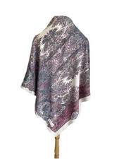 Vittorio Italy Pure Silk Scarf Pink Teal Paisley Floral Shawl Hand Rolled A116