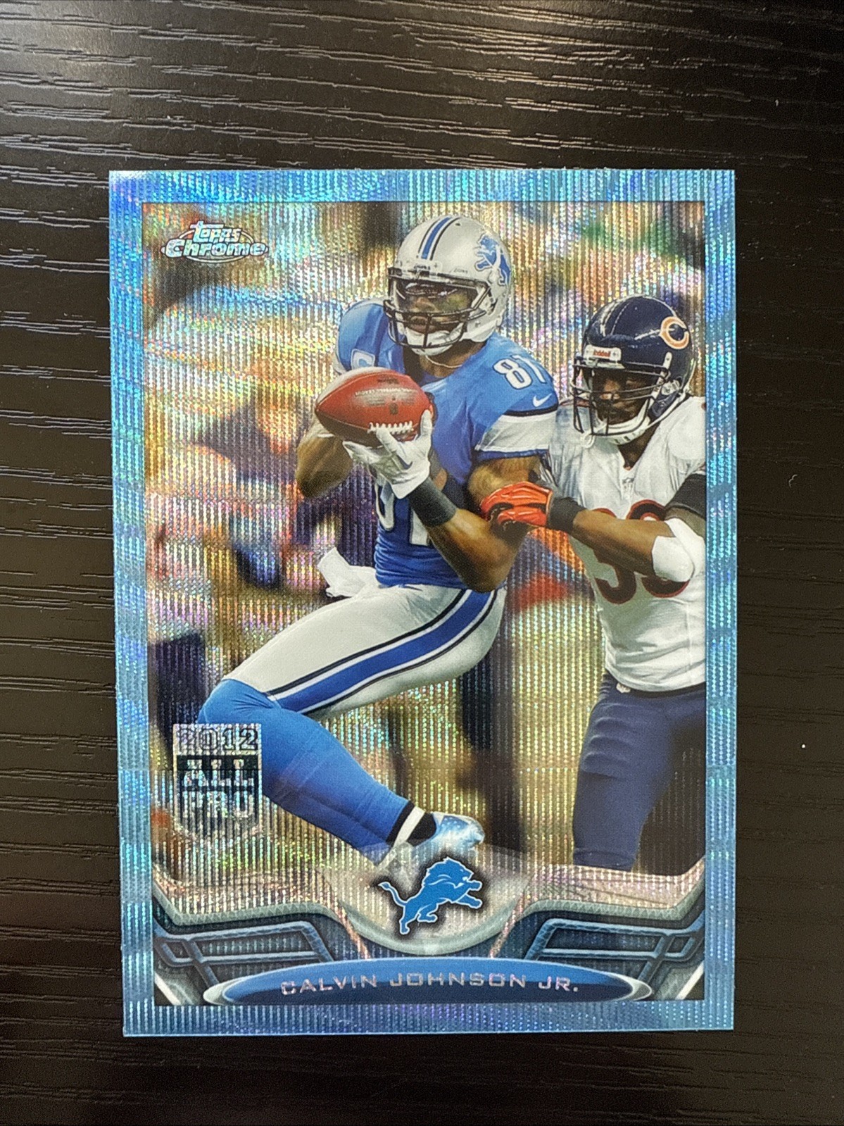 2013 Topps Chrome Calvin Johnson Jr. Blue Wave Refractor #200 Lions