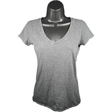 Dark Gray V Neck Short Sleeve Tee Minimalist Basic Women  s Top