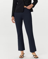 Quince Ultra Stretch Ponte Bootcut Pants Petite M Navy Blue Pull On Career