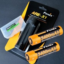 2 pack Fenix ARB-L18-3400 rechargeable 3400mAh Li-ion battery w/Fenix Charger