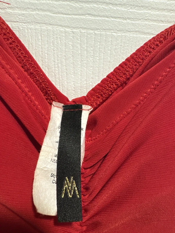 Maxi Vestido M by Max Azria Rojo Acanalado Bodycon Para Mujer Talla M Correa de Espagueti Foto 4 de 4