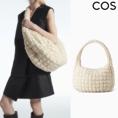 BNWT COS Oversized Quilted Shoulder Bag Ivory Off White Large Fabric Bubble